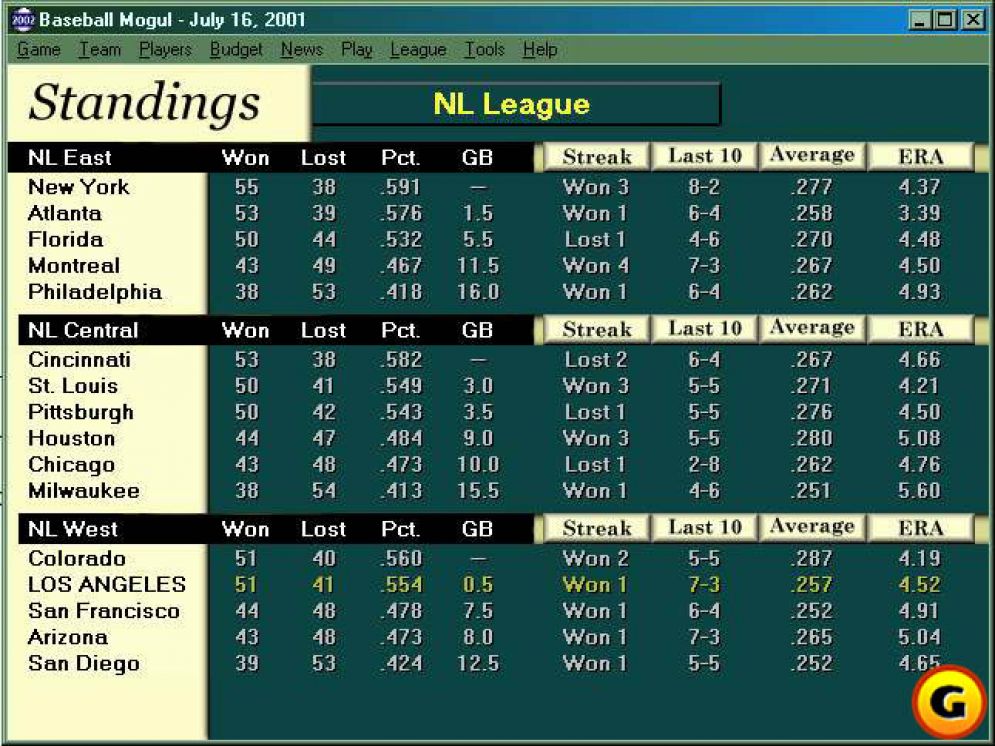 Screenshot ze hry Baseball Mogul 2002 - Recenze-her.cz