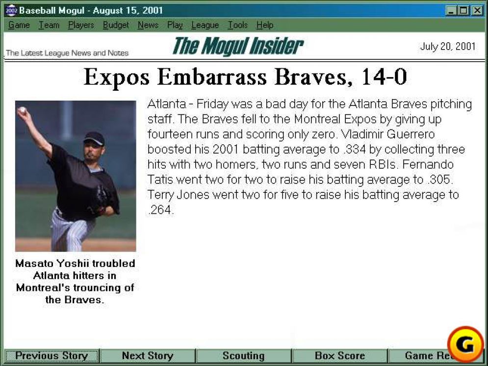 Screenshot ze hry Baseball Mogul 2002 - Recenze-her.cz