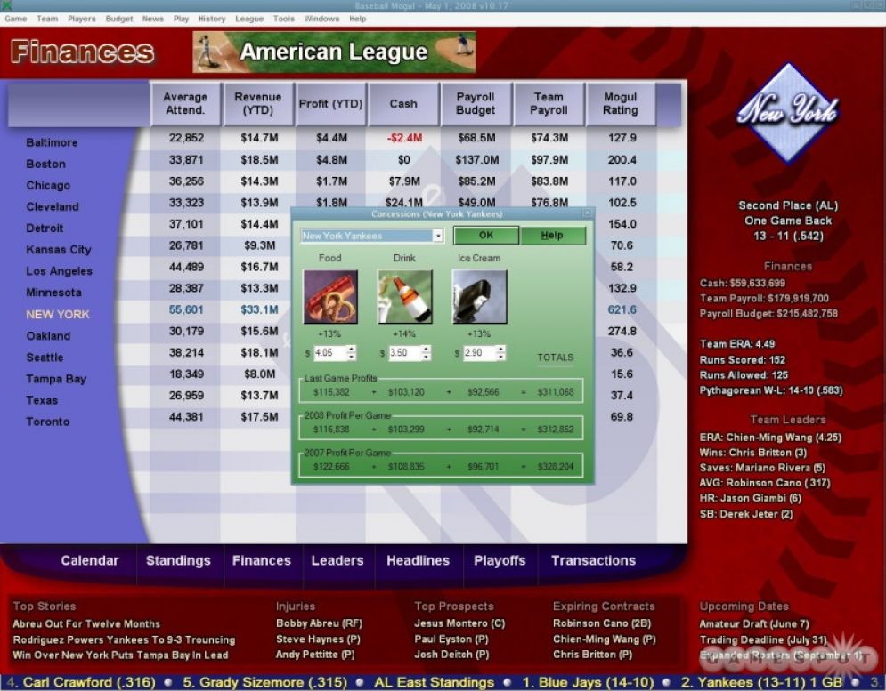 Screenshot ze hry Baseball Mogul 2008 - Recenze-her.cz