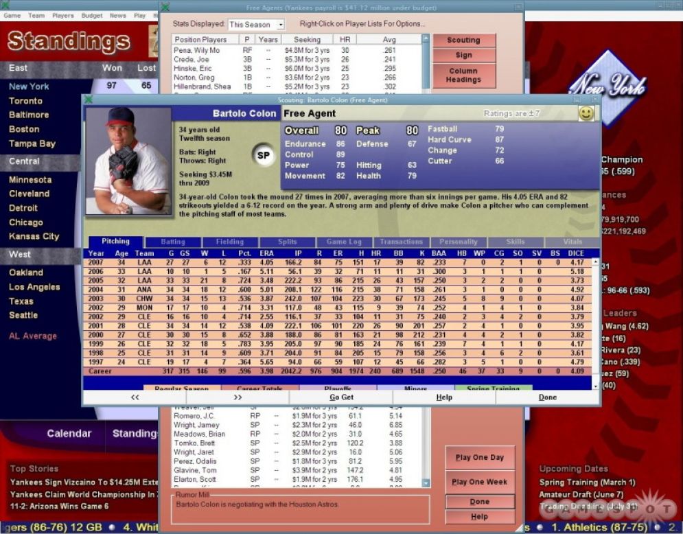 Screenshot ze hry Baseball Mogul 2008 - Recenze-her.cz