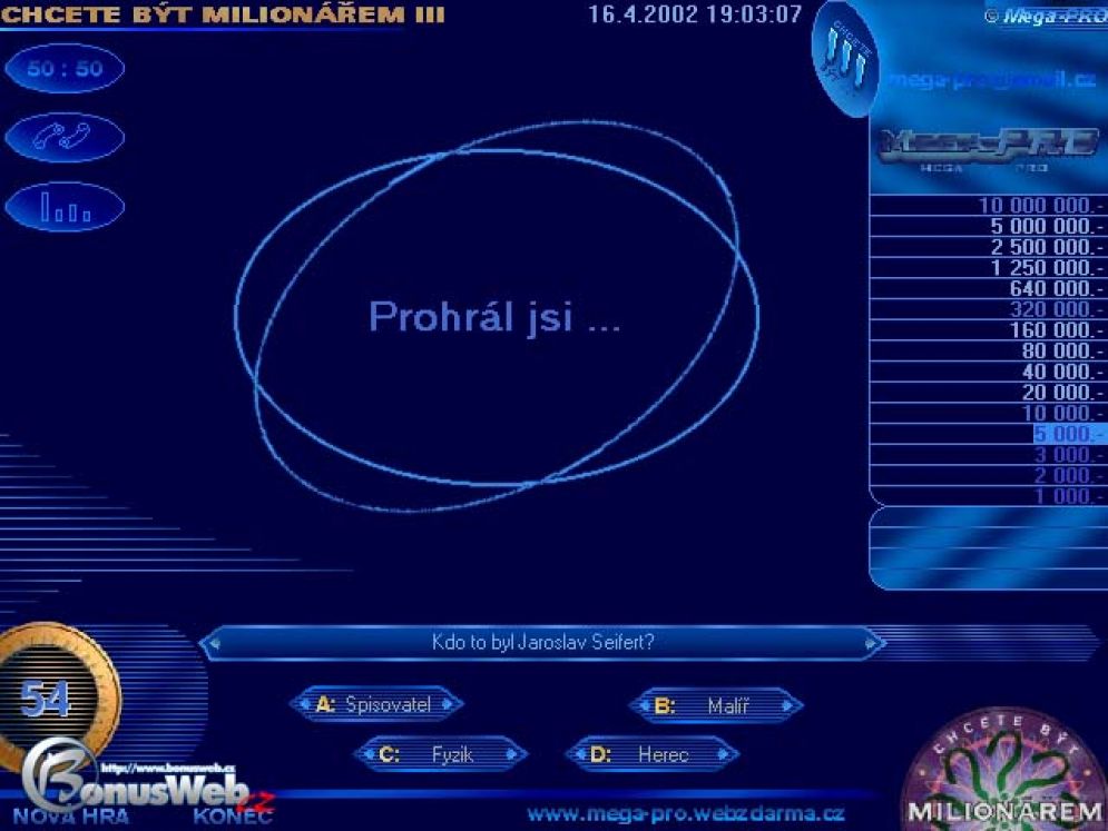 Screenshot ze hry Chcete být milionářem 3 - Recenze-her.cz