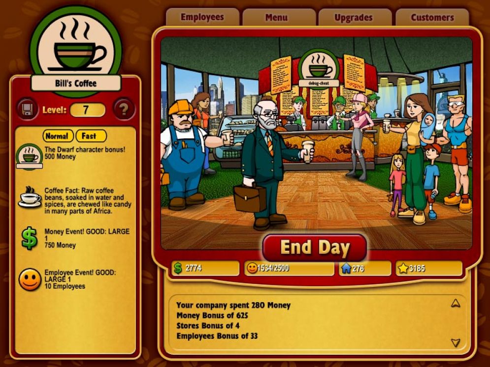 Screenshot ze hry Coffee Tycoon - Recenze-her.cz