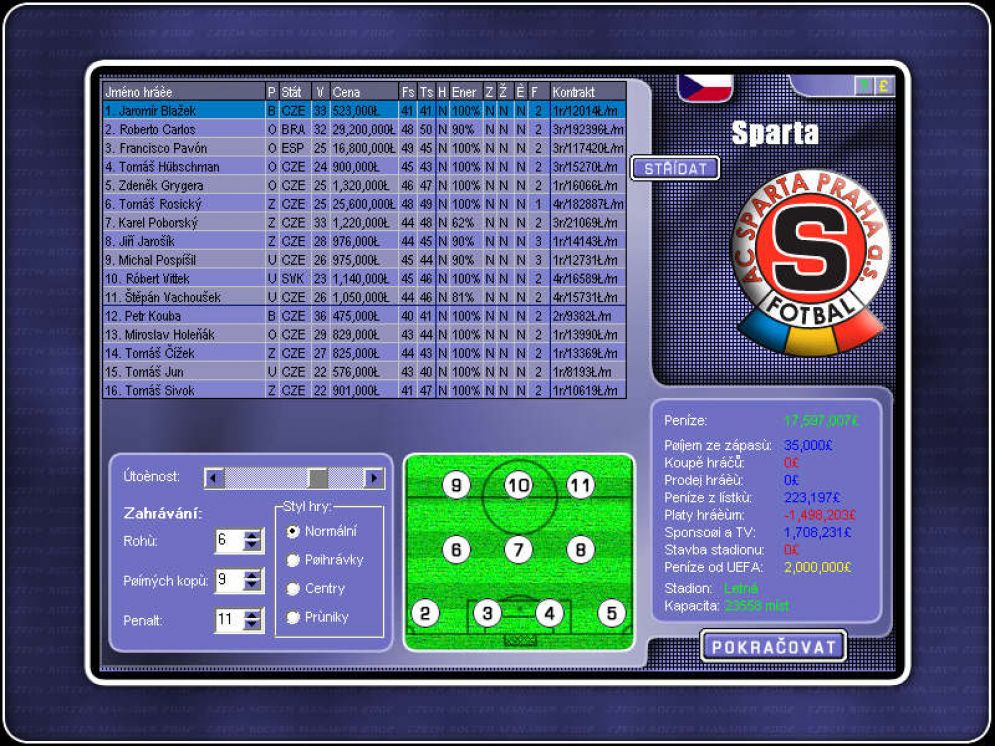 Screenshot ze hry Czech Soccer Manager 2002 - Recenze-her.cz