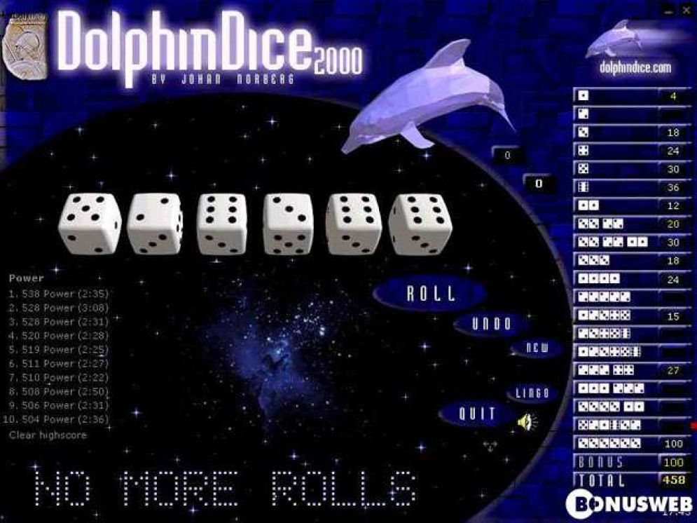 Screenshot ze hry Dolphin Dice 2000 - Recenze-her.cz