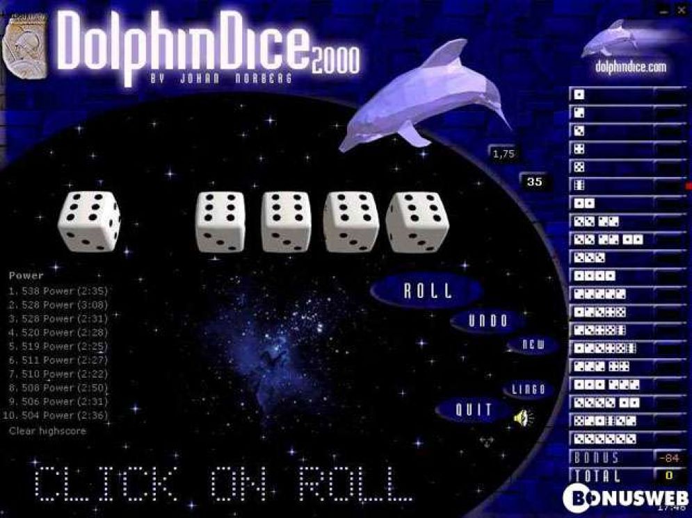 Screenshot ze hry Dolphin Dice 2000 - Recenze-her.cz
