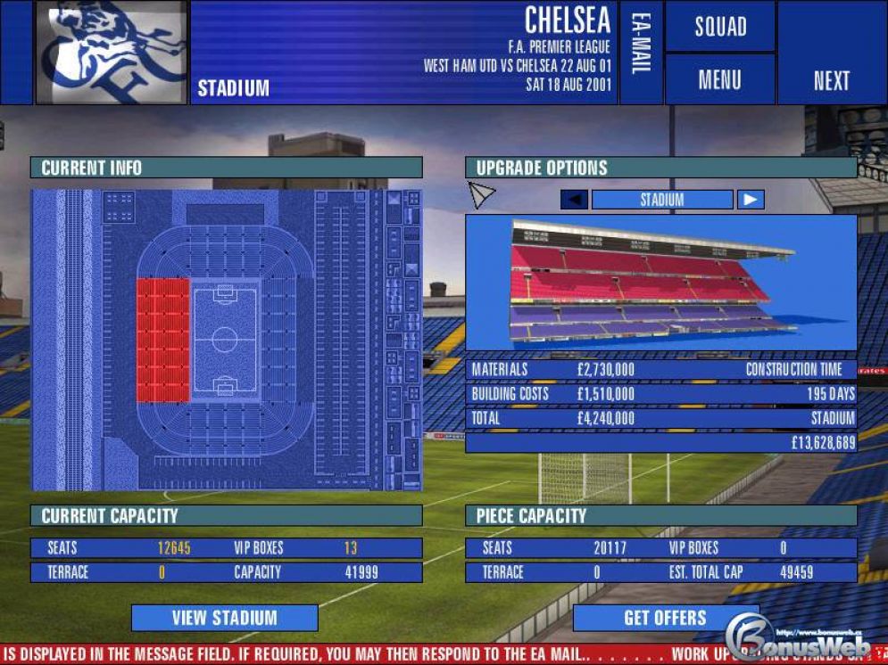 Screenshot ze hry FA Premier League Manager 2002 - Recenze-her.cz