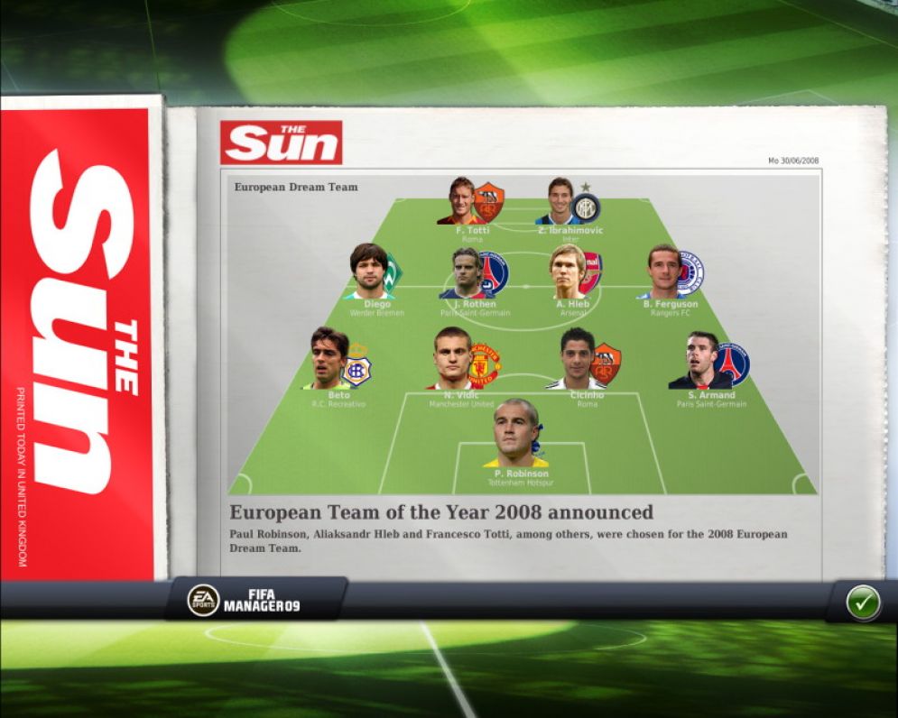 Screenshot ze hry FIFA Manager 09 - Recenze-her.cz