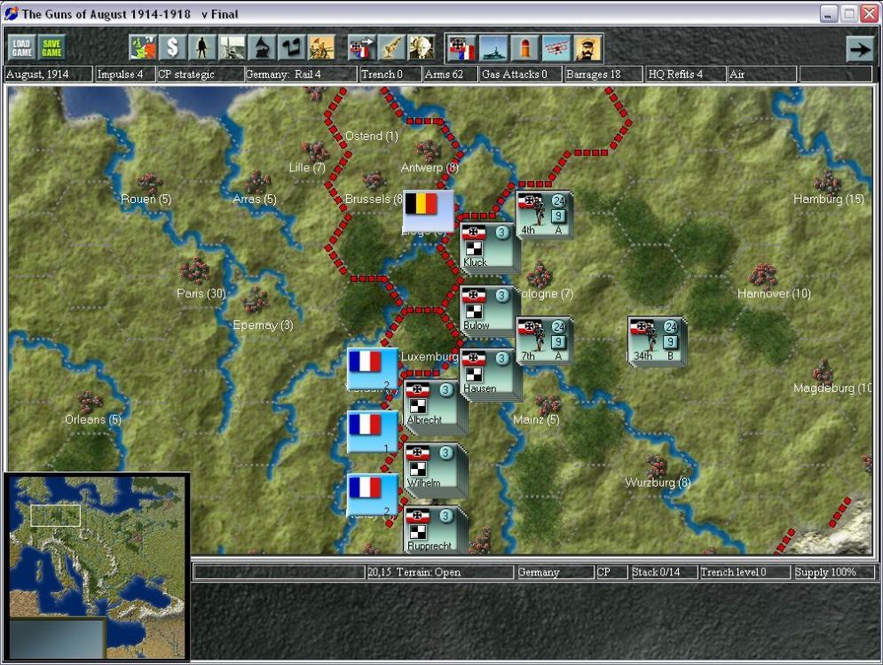 Screenshot ze hry Guns of August - Recenze-her.cz