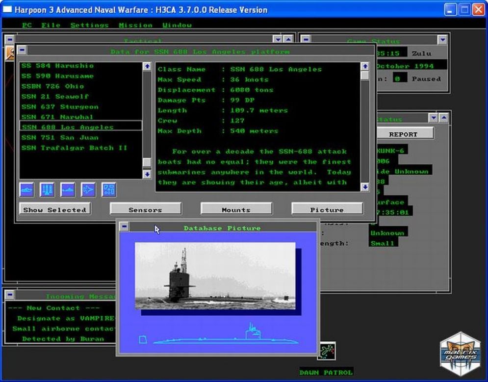 Screenshot ze hry Harpoon 3 Advanced Naval Warfare - Recenze-her.cz
