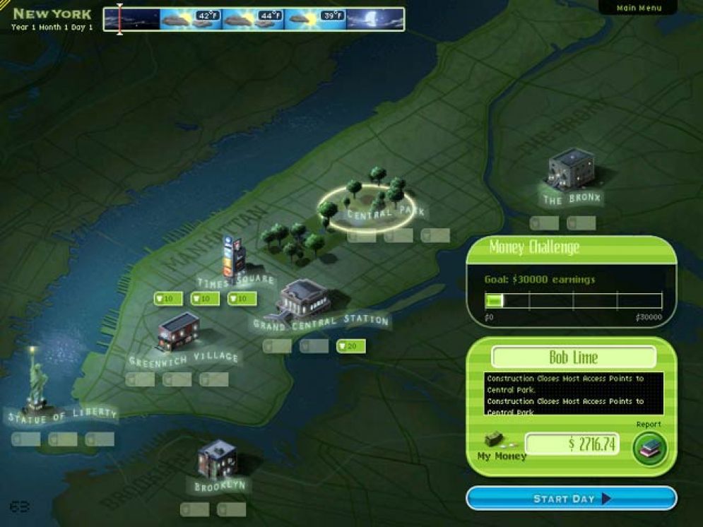 Screenshot ze hry Lemonade Tycoon 2: New York Edition - Recenze-her.cz