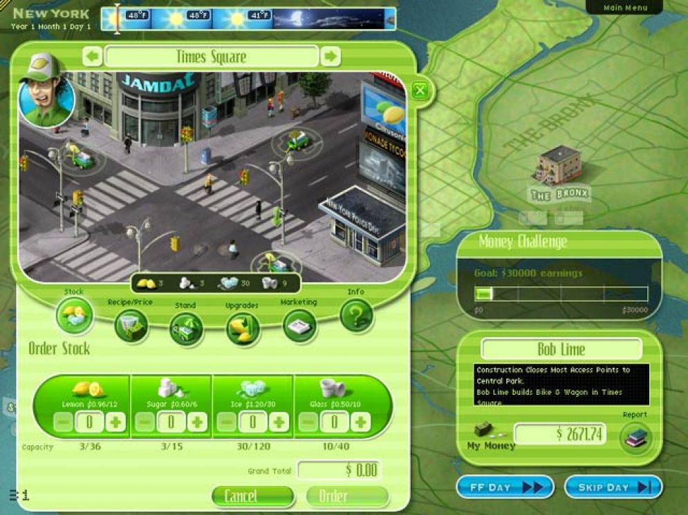 Screenshot ze hry Lemonade Tycoon 2: New York Edition - Recenze-her.cz