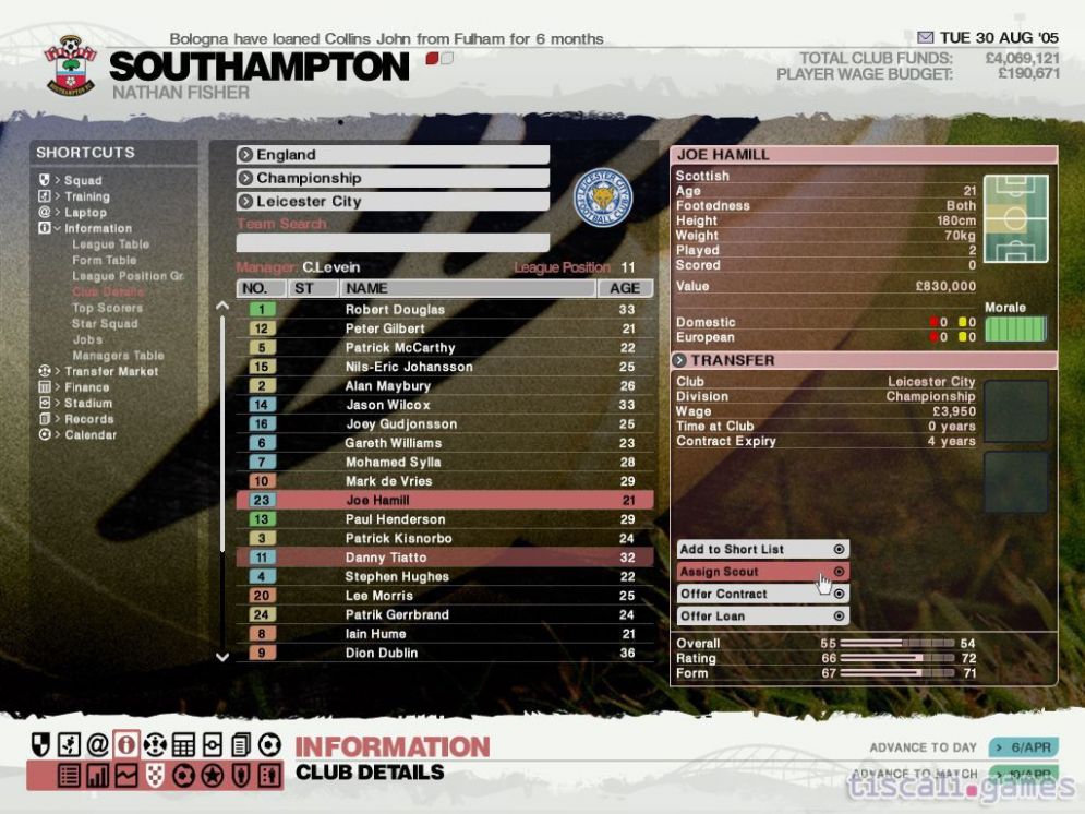 Screenshot ze hry LMA Manager 2006 - Recenze-her.cz