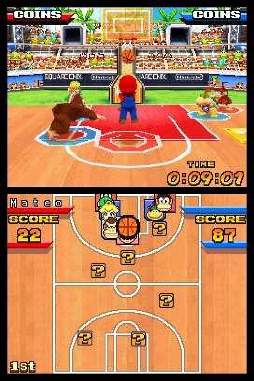 Screenshot ze hry Mario Slam Basketball - Recenze-her.cz