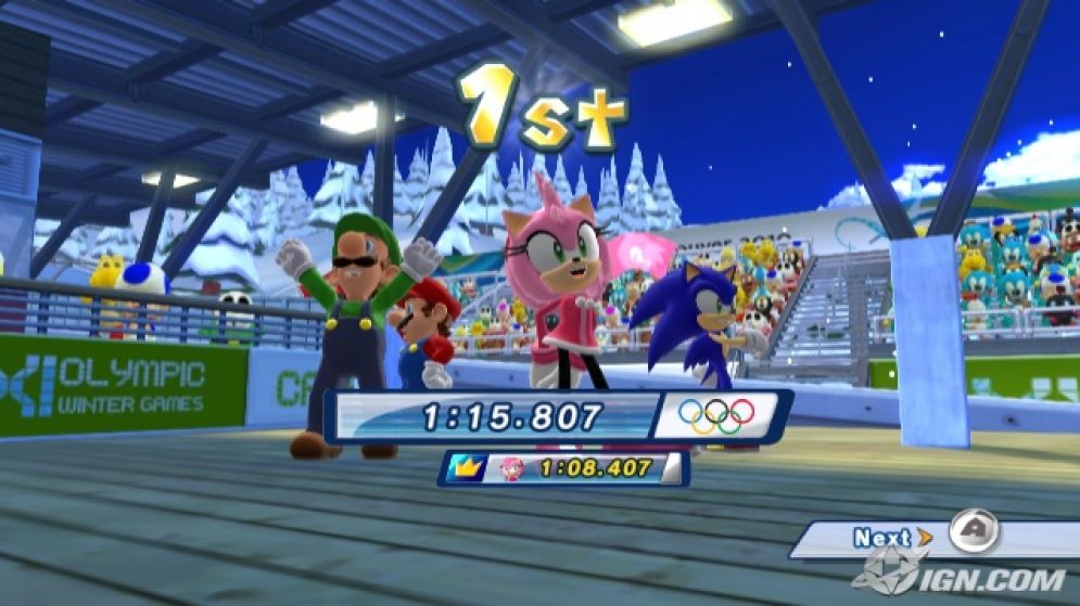Screenshot ze hry Mario & Sonic at the Olympic Winter Games - Recenze-her.cz