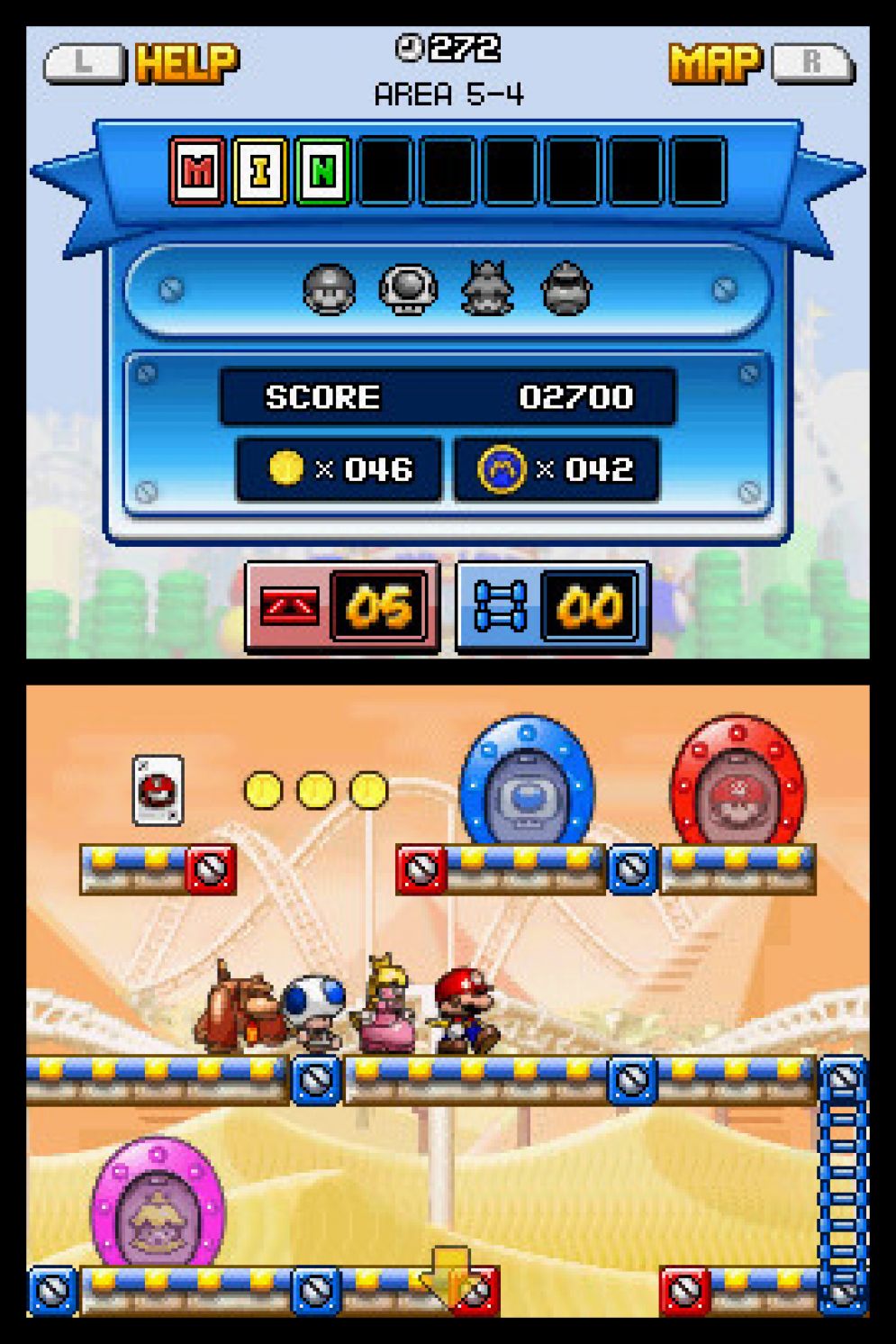 Screenshot ze hry Mario vs. Donkey Kong: Mini-Land Mayhem - Recenze-her.cz