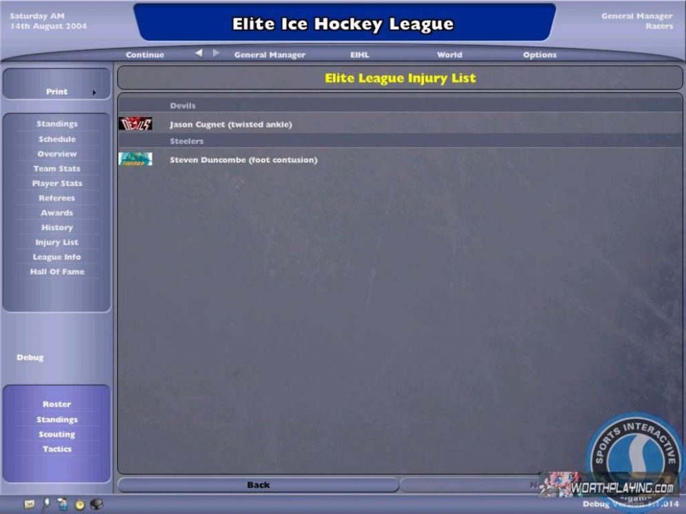 Screenshot ze hry NHL Eastside Hockey Manager 2005 - Recenze-her.cz