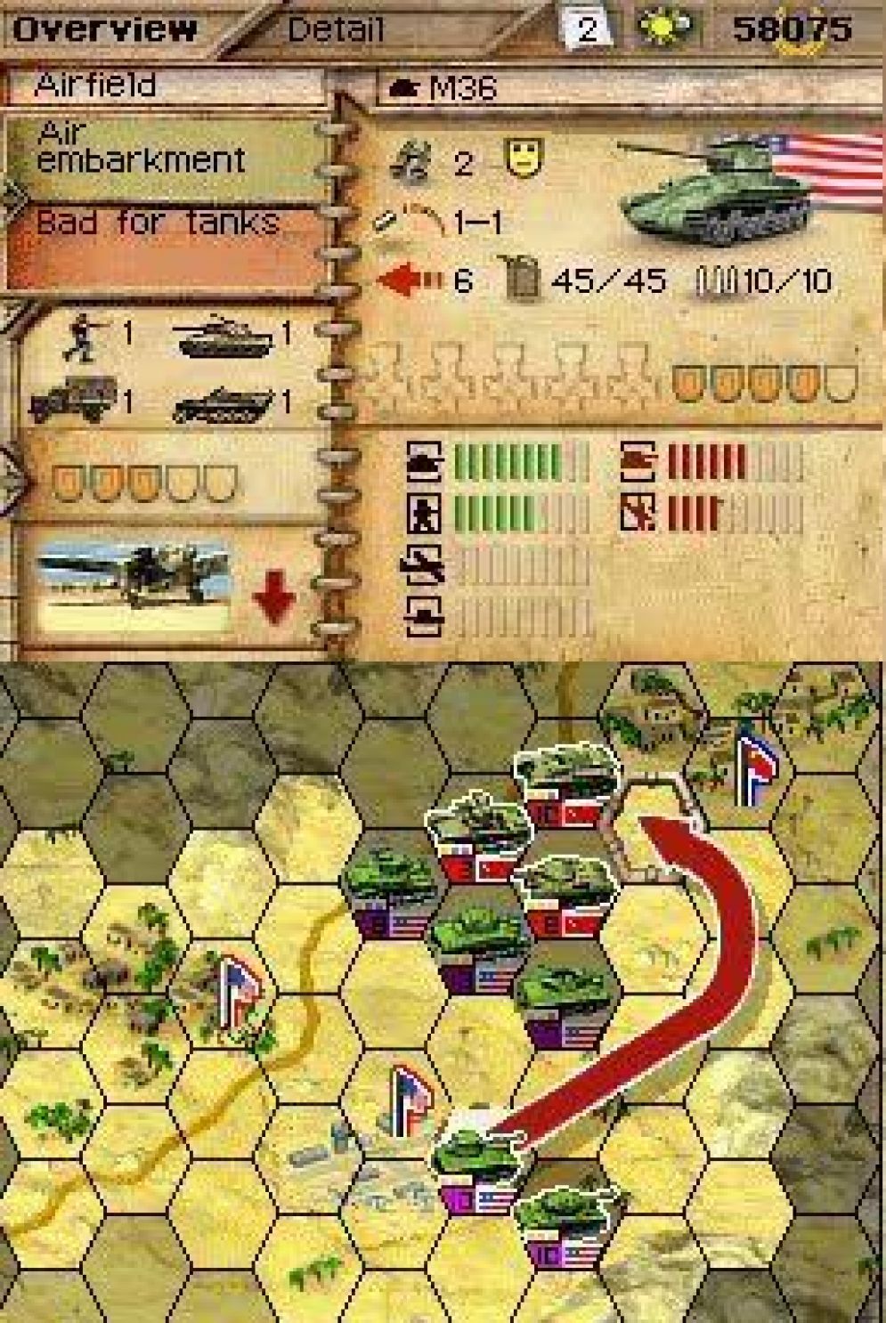 Screenshot ze hry Panzer Tactics DS - Recenze-her.cz