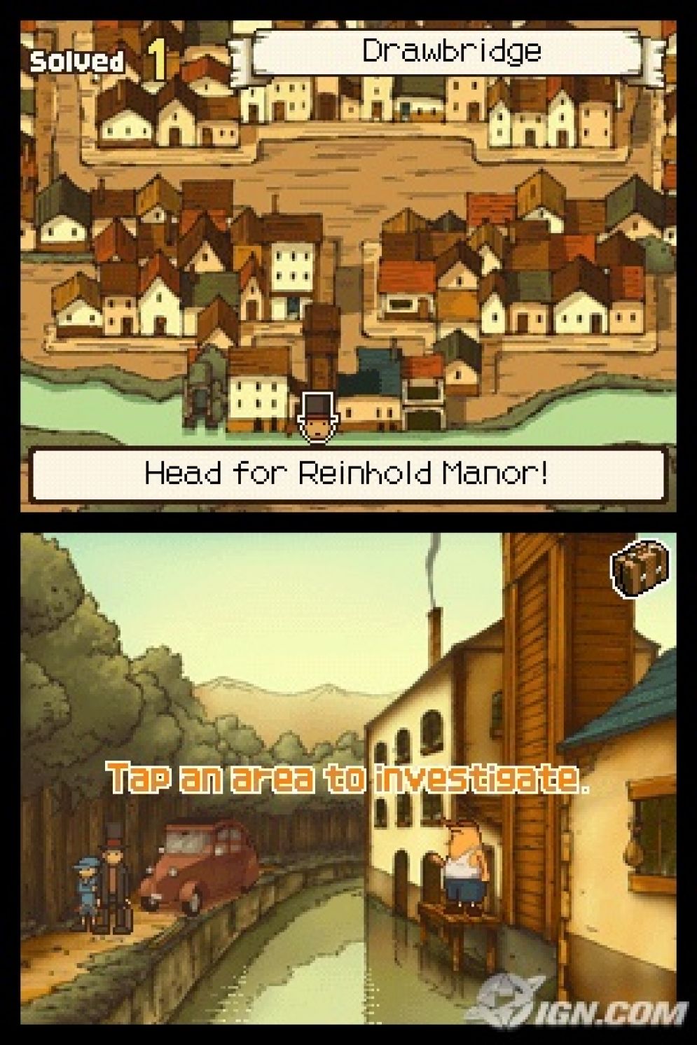 Screenshot ze hry Professor Layton and the Curious Village - Recenze-her.cz