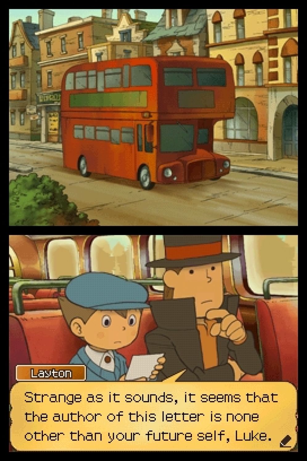 Screenshot ze hry Professor Layton and the Lost Future - Recenze-her.cz
