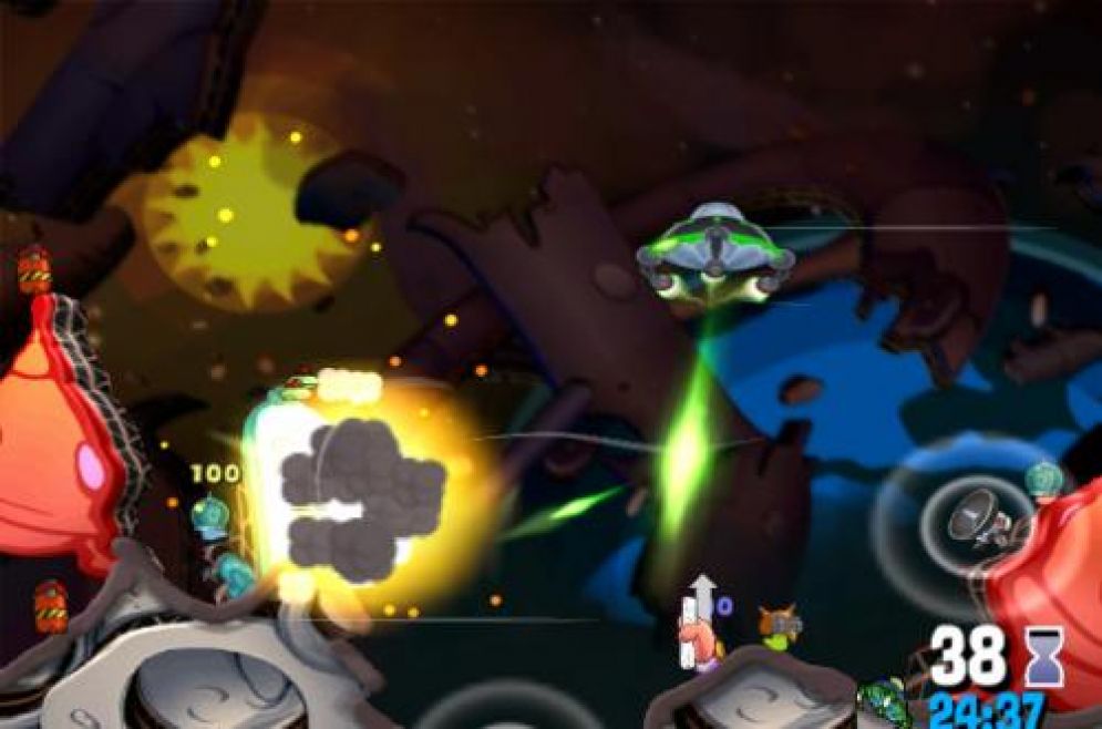 Screenshot ze hry Worms: A Space Oddity - Recenze-her.cz