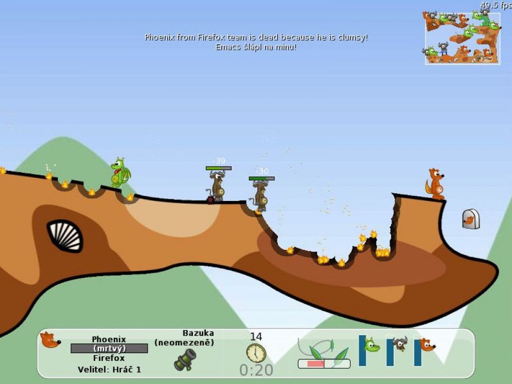 Screenshot ze hry Wormux - Recenze-her.cz